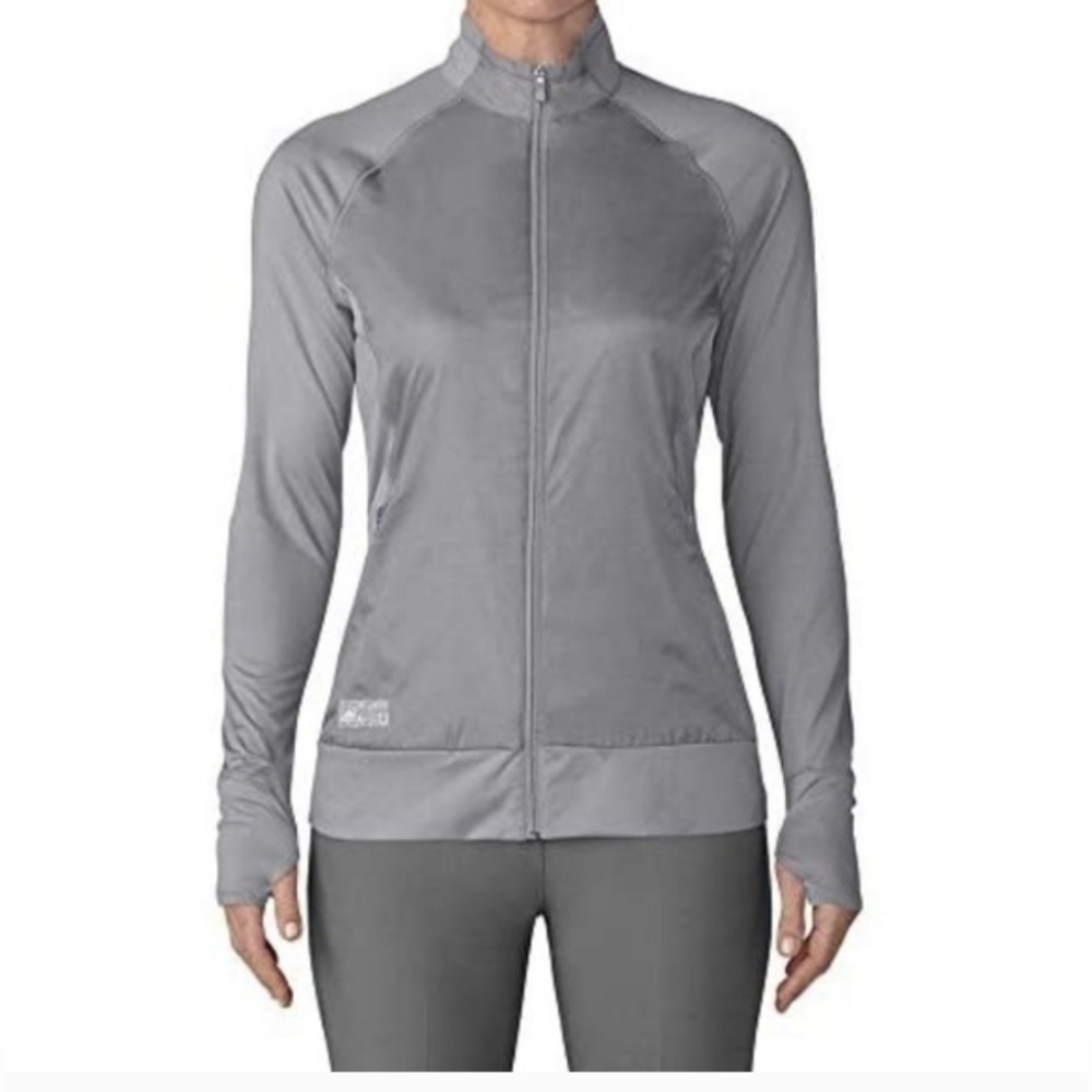 NWT Adidas Golf Women's Thumbloop Grey Zip Up Running Jacket